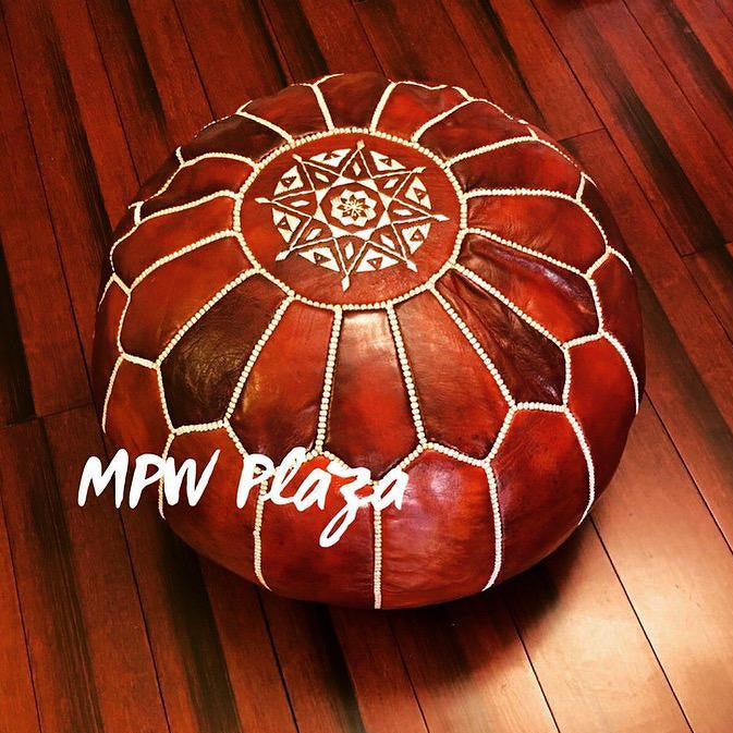 MPW Plaza® Moroccan Pouf, Brown Rustic tone, 14" x 20" Topshelf Moroccan Leather, ottoman (Cover) freeshipping - MPW Plaza®
