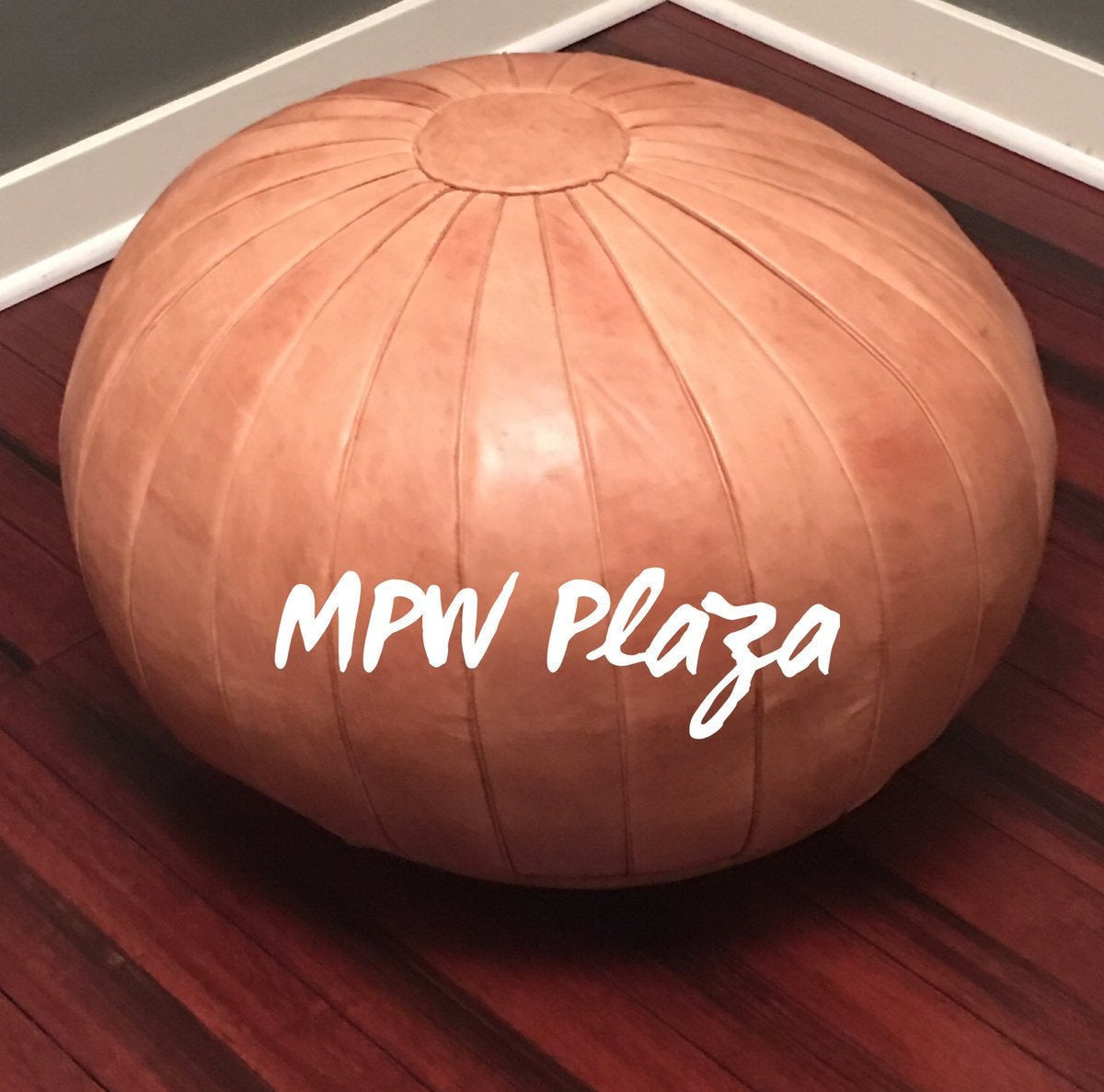 MPW Plaza® Deco Moroccan Pouf, Natural tone, 20" x 35" Topshelf Moroccan Leather, ottoman (Cover) freeshipping - MPW Plaza®