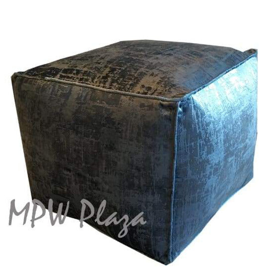Velvet Square Pouf Ottoman Sapphire Blue 15x18 - MPW Plaza
