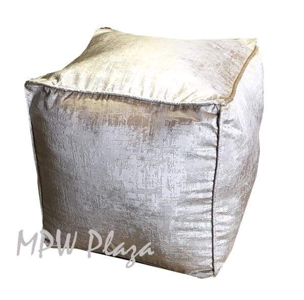 Velvet Square Pouf Ottoman Vanilla 15x18 - MPW Plaza