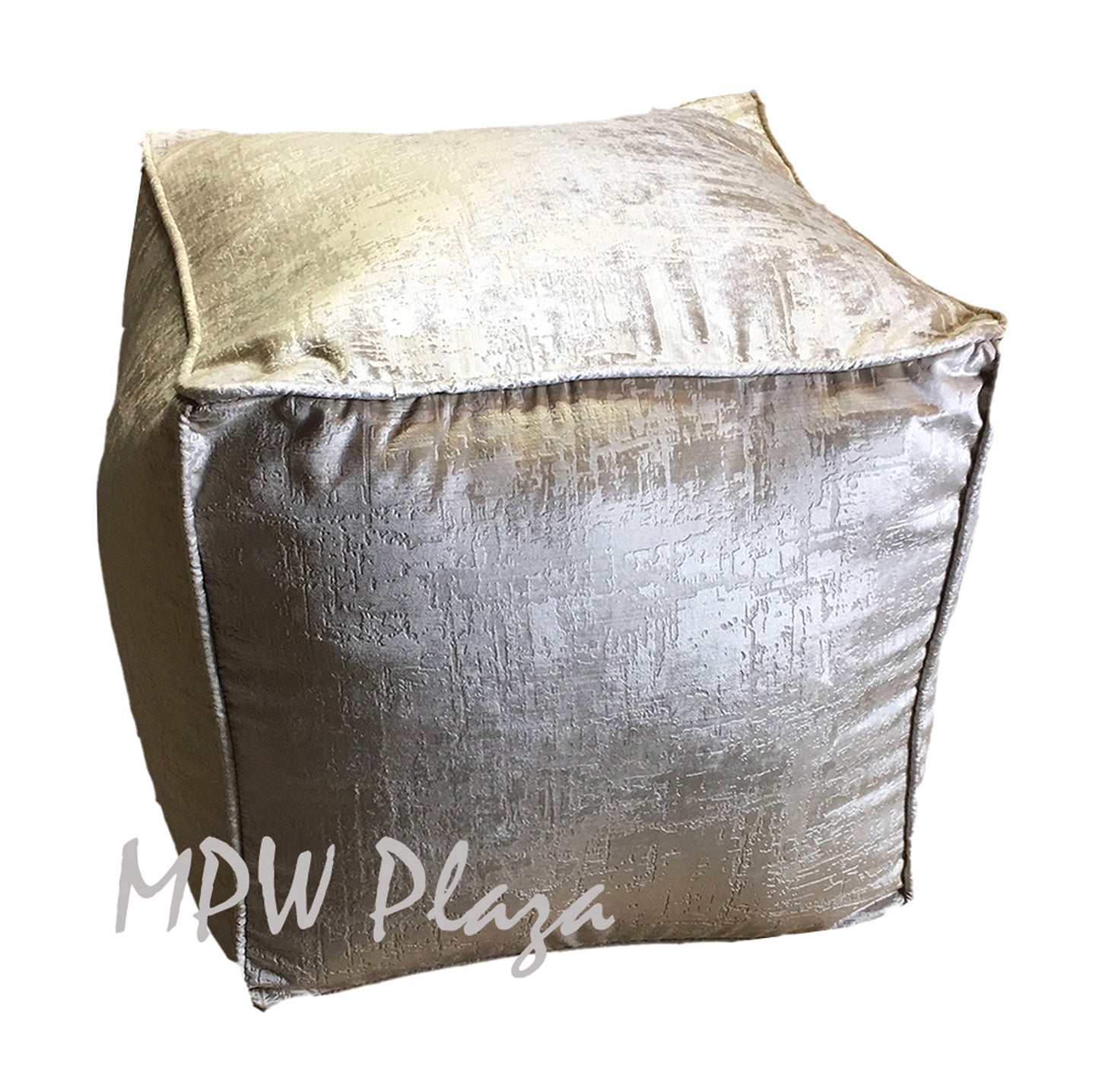 MPW Plaza® Velvet Square Pouf Vanilla tone 18" x 18" Topshelf Velvet, ottoman (Cover) freeshipping - MPW Plaza®