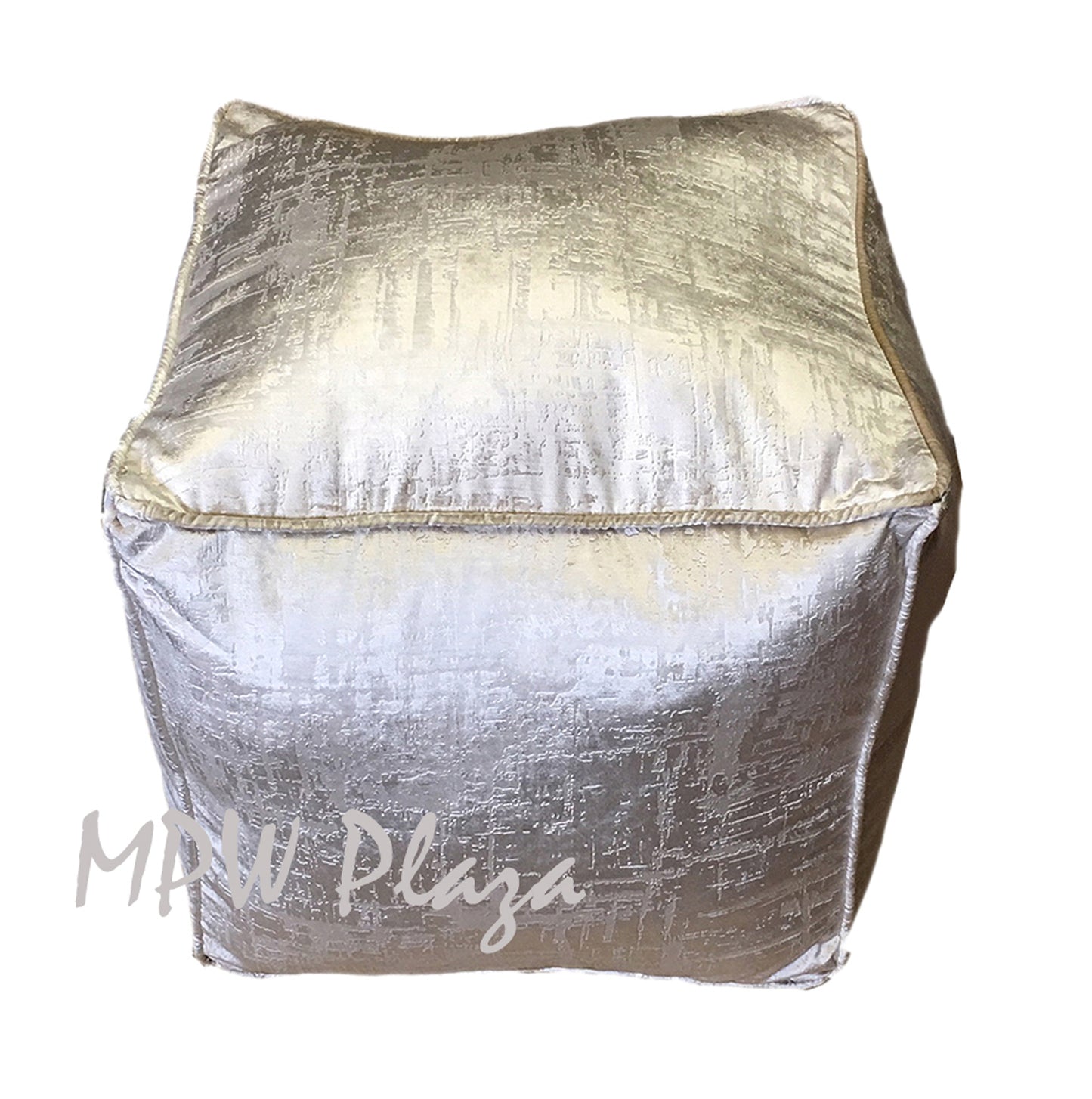 MPW Plaza® Velvet Square Pouf Vanilla tone 18" x 18" Topshelf Velvet, ottoman (Cover) freeshipping - MPW Plaza®