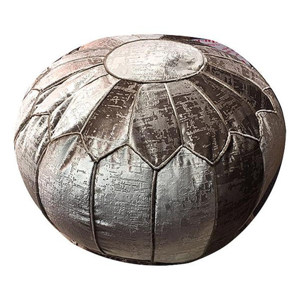 MPW Plaza® Velvet Moroccan Pouf Taupe tone 14x20 Topshelf Moroccan Velvet, couture ottoman (Stuffed) freeshipping - MPW Plaza®