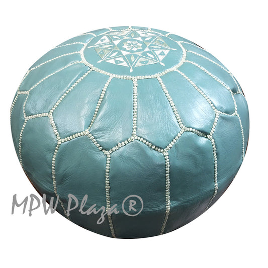 MPW Plaza® Moroccan Pouf, Teal tone, 14" x 20" Topshelf Moroccan Leather,  ottoman (Cover) freeshipping - MPW Plaza®