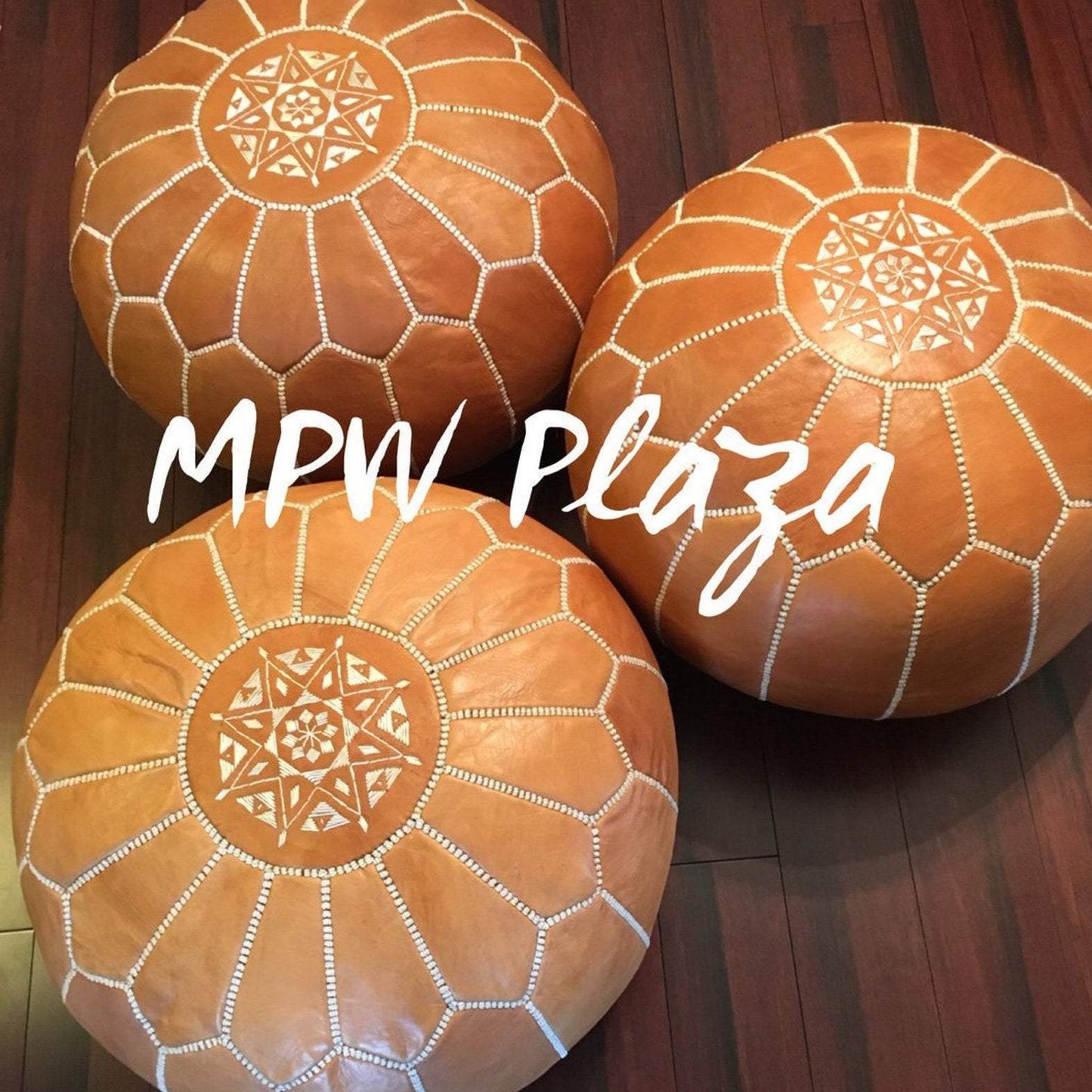 MPW Plaza® Moroccan Pouf, Light Tan tone, 14" x 20" Topshelf Moroccan Leather,  ottoman (Cover) freeshipping - MPW Plaza®