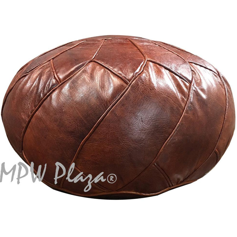 MPW Plaza® Turbo Retro Moroccan Pouf, Brown, 14" x 20" Topshelf Moroccan Leather, ottoman (Cover) freeshipping - MPW Plaza®