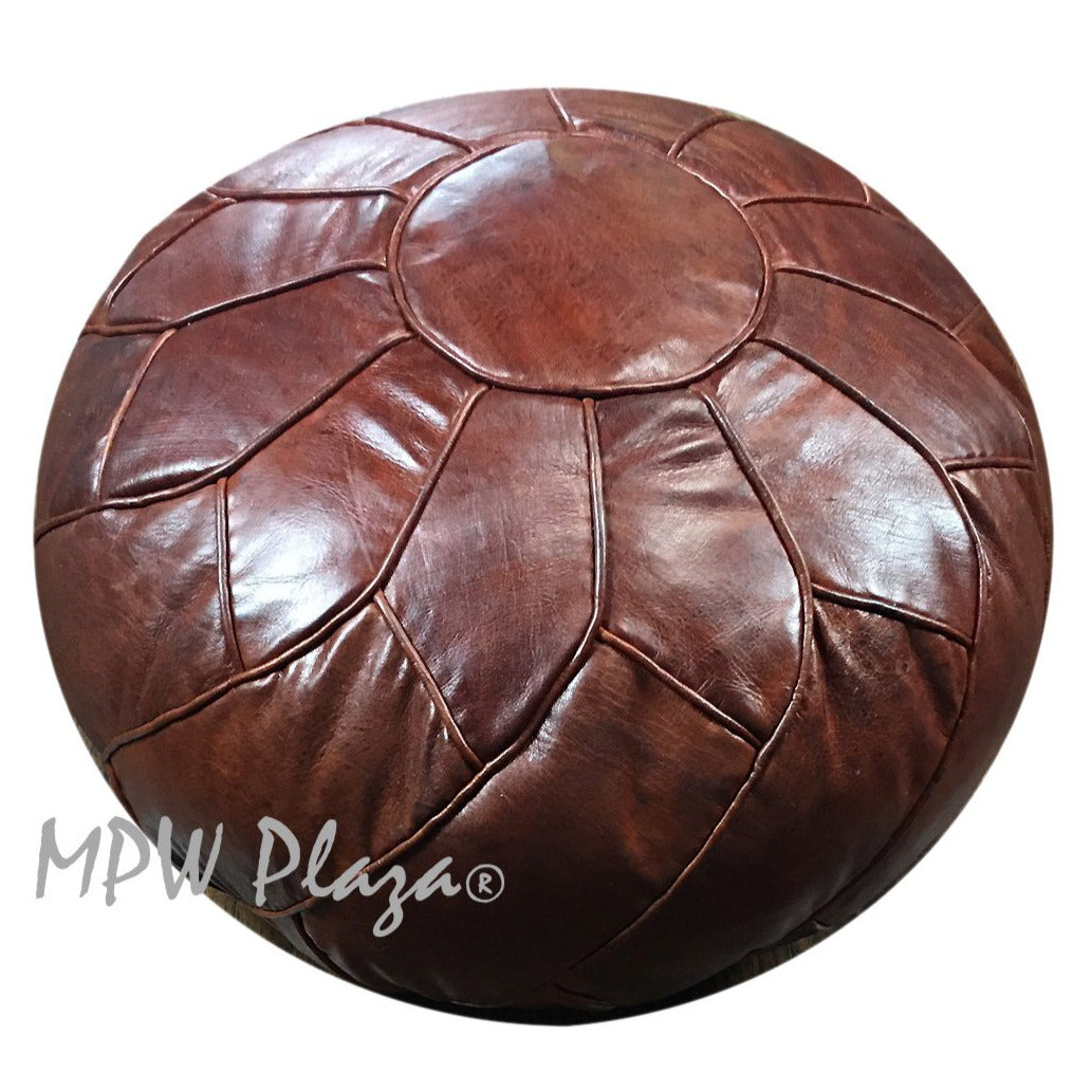 MPW Plaza® Turbo Retro Moroccan Pouf, Brown, 14" x 20" Topshelf Moroccan Leather, ottoman (Cover) freeshipping - MPW Plaza®