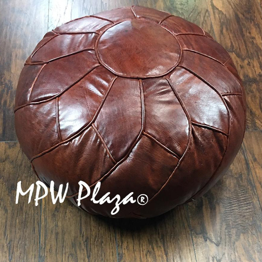MPW Plaza® Turbo Retro Moroccan Pouf, Brown, 14" x 20" Topshelf Moroccan Leather, ottoman (Cover) freeshipping - MPW Plaza®
