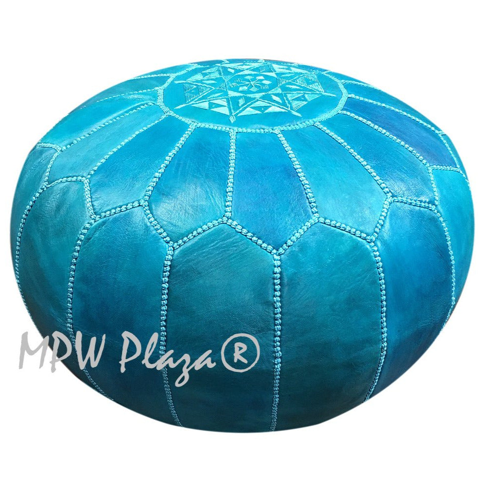 MPW Plaza® Moroccan Pouf, Turquoise tone, 14 x 20 Topshelf Moroccan  Leather, ottoman (Stuffed) freeshipping - MPW Plaza®