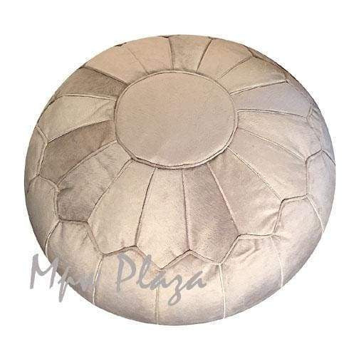 Velvet Moroccan Pouf Ottoman Beige Brown 14x20 - MPW Plaza
