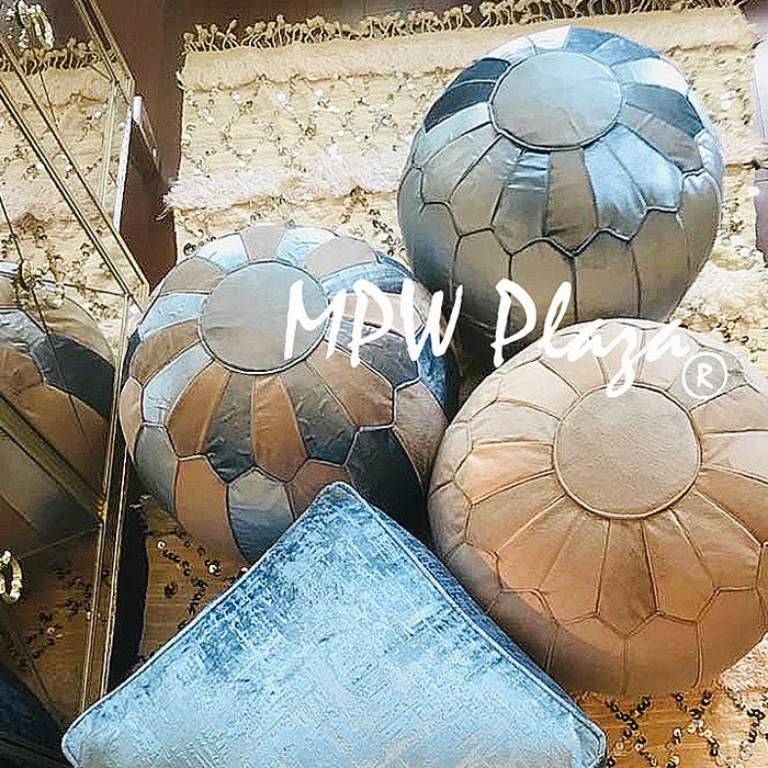 MPW Plaza® Velvet Moroccan Pouf Blue Grey Gray Tone 14x20 Topshelf Moroccan Velvet, ottoman (Cover) freeshipping - MPW Plaza®