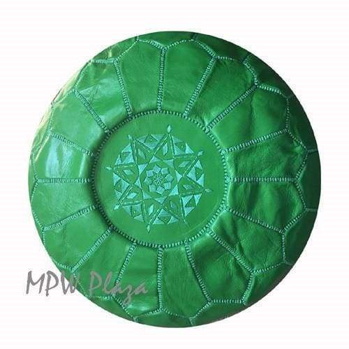 Green, Moroccan Pouf Ottoman, Stuffed 14x20 - MPW Plaza