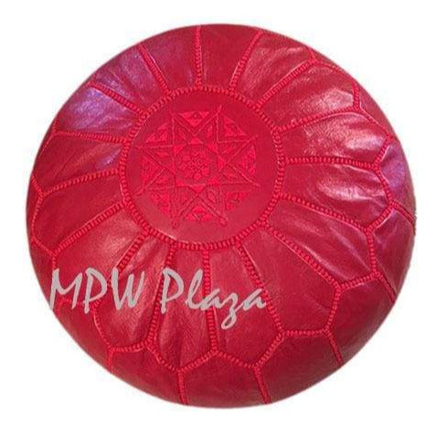 Ruby Red, Moroccan Pouf Ottoman 14x20 - MPW Plaza