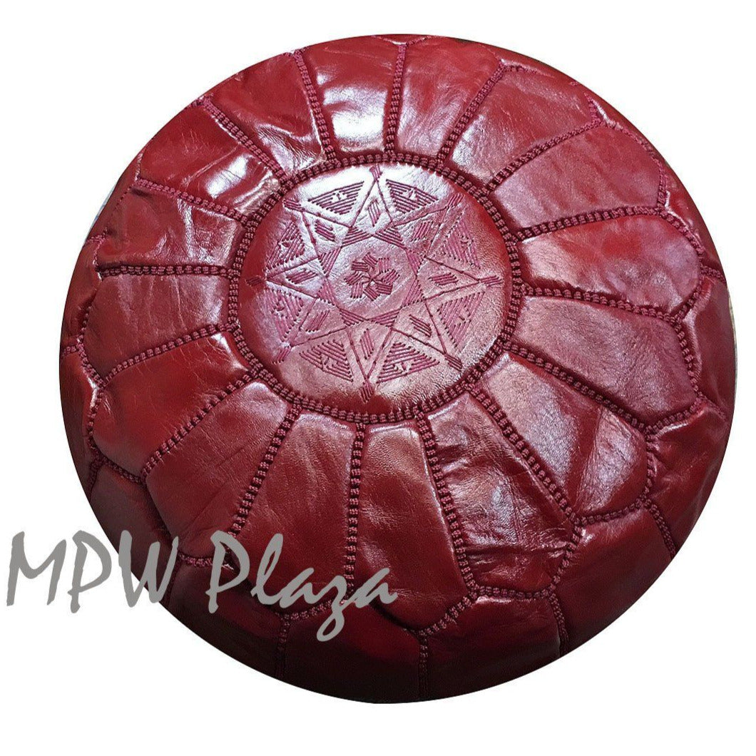 Red 2024 leather pouf