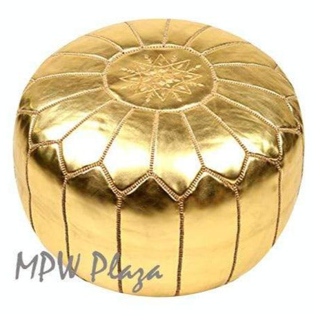 Gold, Moroccan Pouf Ottoman 14x20 - MPW Plaza