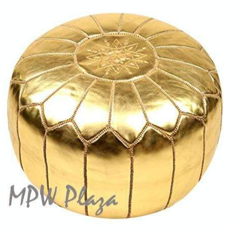 Gold, Moroccan Pouf Ottoman, Stuffed 14x20 - MPW Plaza