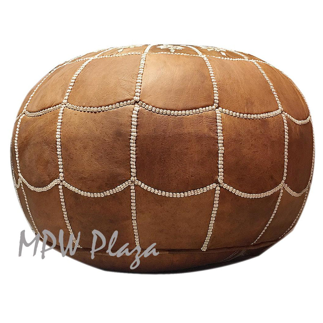 MPW Plaza® Full Arch Moroccan Pouf, Rustic Brown 14"x20" Topshelf Moroccan Leather   ottoman (Stuffed) freeshipping - MPW Plaza®