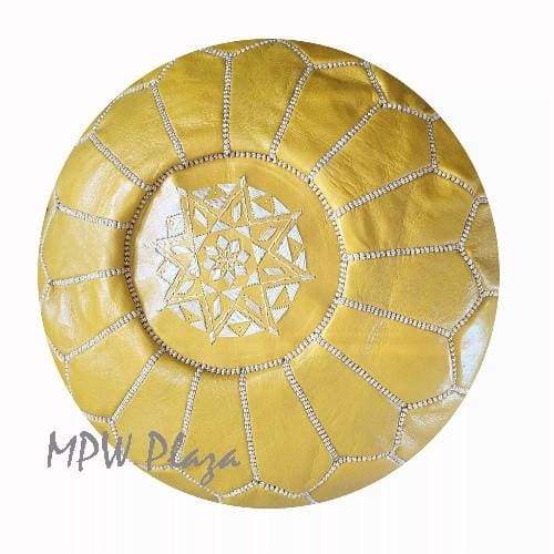 Yellow, Moroccan Pouf Ottoman, Stuffed 14x20 - MPW Plaza