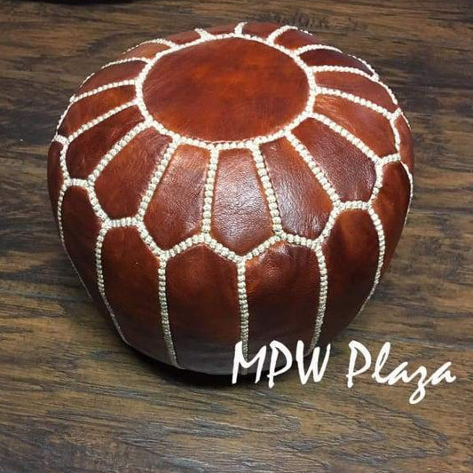 Mini Pouf Brown Moroccan Leather 10x14 - MPW Plaza