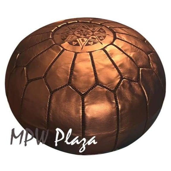 Metallic Bronze, Moroccan Pouf Ottoman 14x20 - MPW Plaza