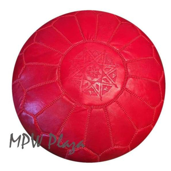 Red, Moroccan Pouf Ottoman, 14x20 - MPW Plaza