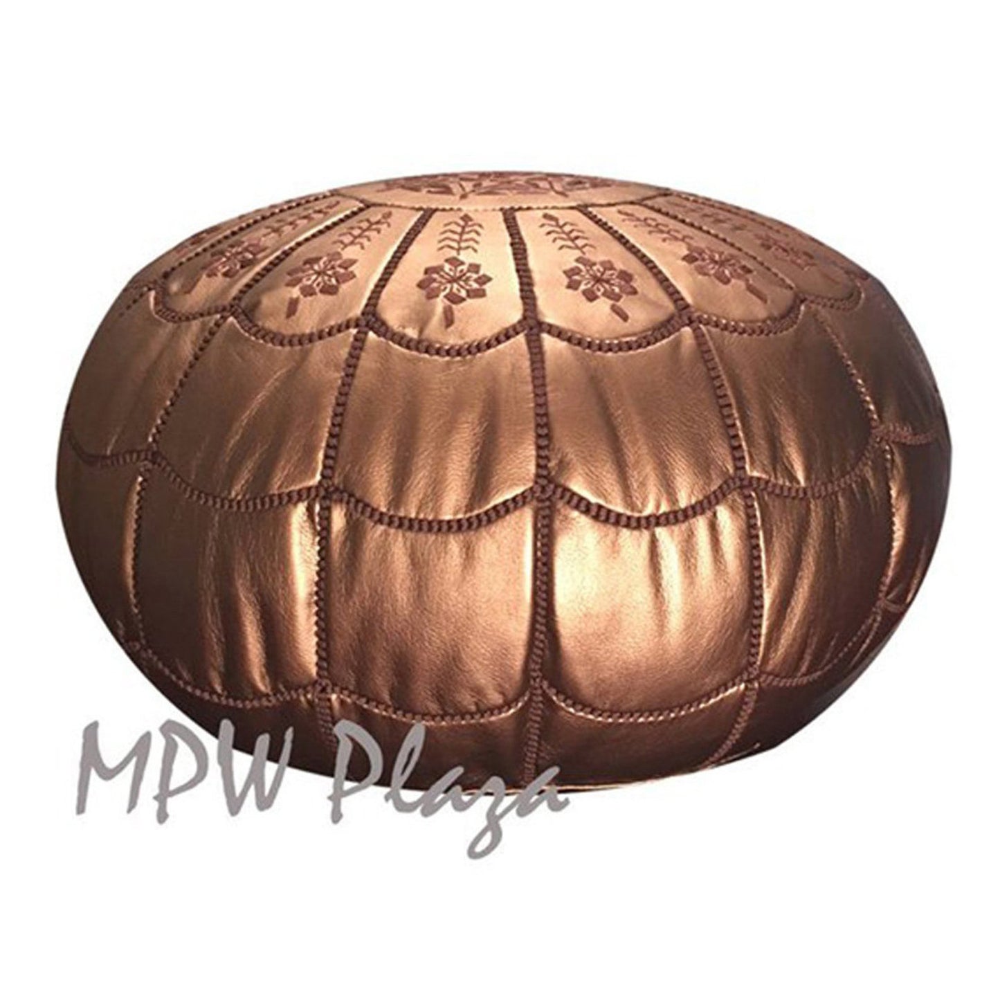 MPW Plaza® Full Arch Moroccan Pouf, Bronze tone, 14" x 20" Topshelf Moroccan faux Leather,  ottoman (Cover) freeshipping - MPW Plaza®