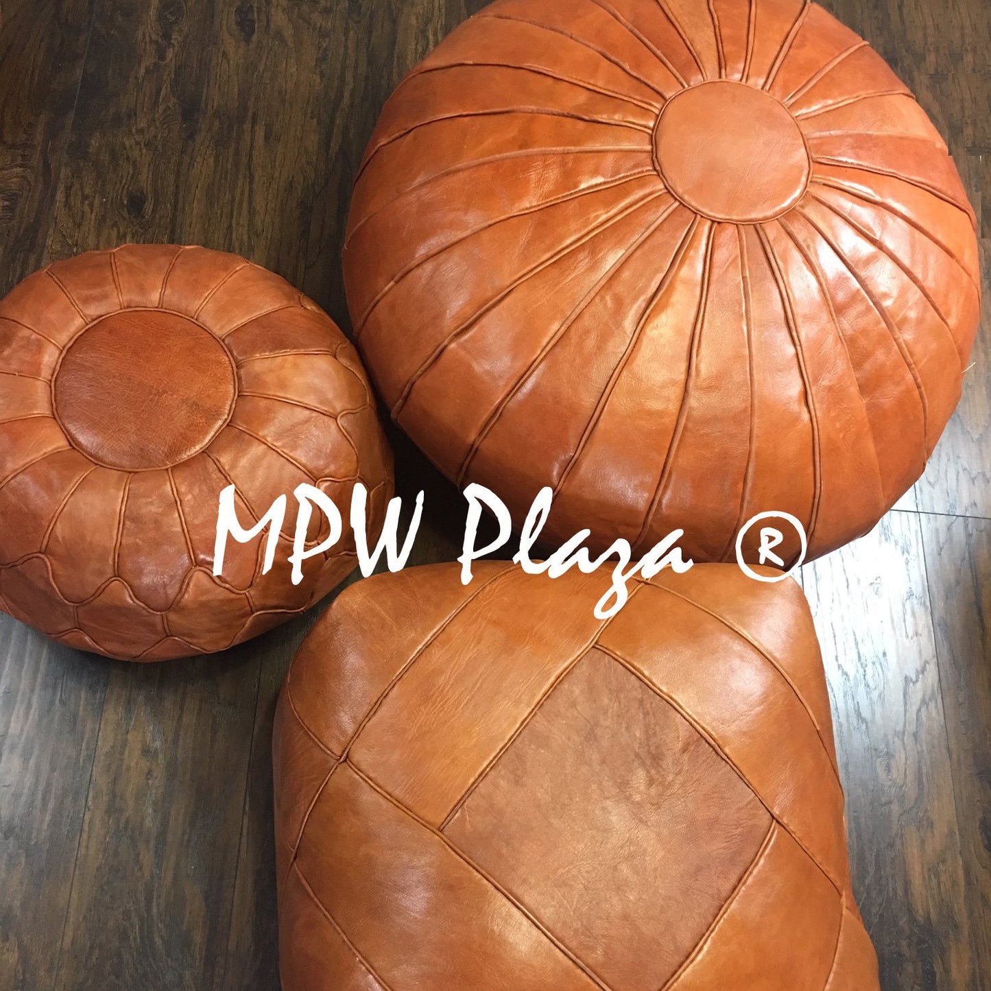 MPW Plaza® Deco Moroccan Pouf, Brown tone, 20" x 35" Topshelf Moroccan Leather,  couture ottoman (Stuffed) freeshipping - MPW Plaza®