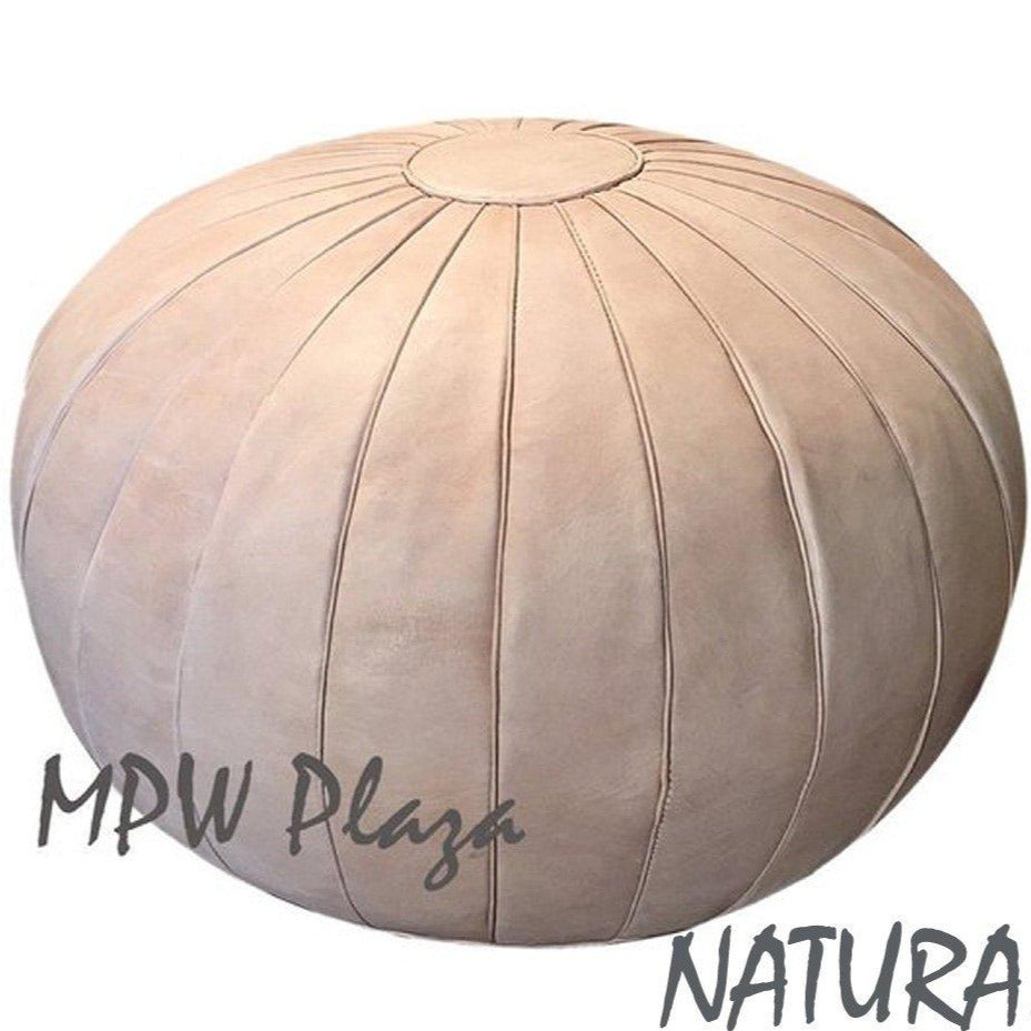 MPW Plaza® Deco Moroccan Pouf, Natural tone, 19" x 29" Topshelf Moroccan Leather,  couture ottoman (Cover) freeshipping - MPW Plaza®