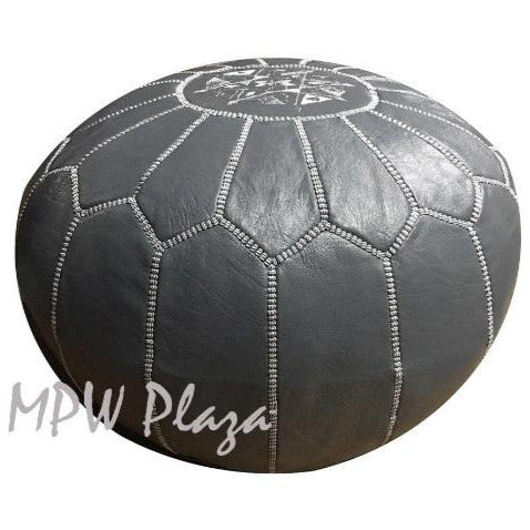 MPW Plaza® Moroccan Pouf, Dark Grey tone, 14" x 20" Topshelf Moroccan Leather,  ottoman (Cover) freeshipping - MPW Plaza®