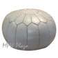 MPW Plaza® Moroccan Pouf, Light Grey Gray tone, 14" x 20" Topshelf Moroccan Leather,  ottoman (Cover) freeshipping - MPW Plaza®
