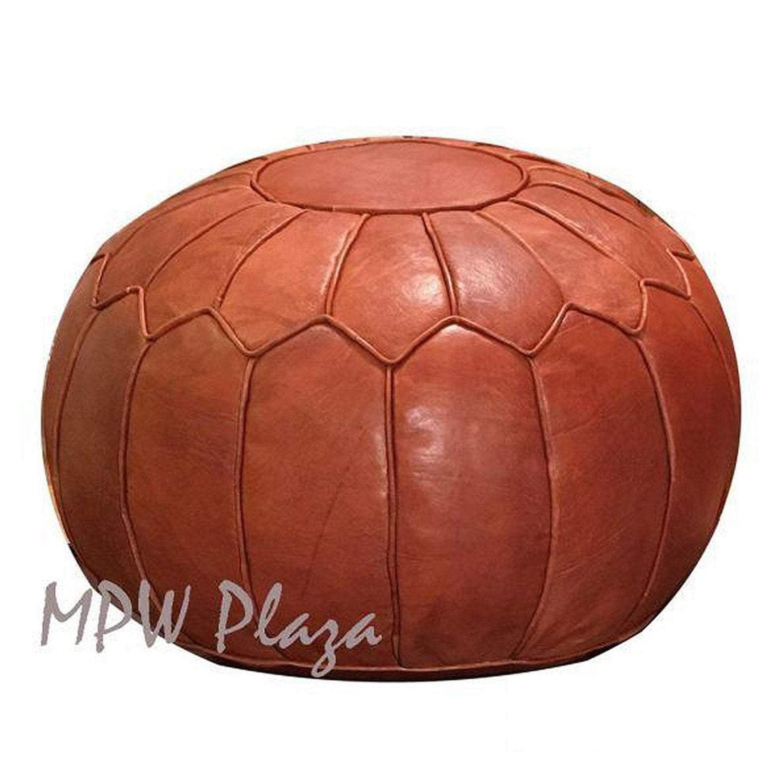 MPW Plaza® Retro Moroccan Pouf Rustic Brown tone 14 x 20 Topshelf Moroccan Leather,  ottoman (Stuffed) freeshipping - MPW Plaza®