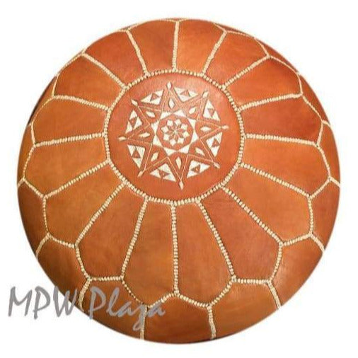 Light Tan, Moroccan Pouf Ottoman, Stuffed 14x20 - MPW Plaza