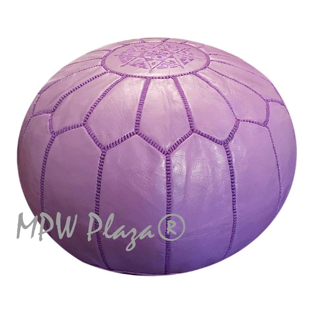 MPW Plaza® Moroccan Pouf, Light Purple tone, 14" x 20" Topshelf Moroccan Leather,  couture ottoman (Cover) freeshipping - MPW Plaza®