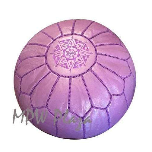 MPW Plaza® Moroccan Pouf, Light Purple tone, 14" x 20" Topshelf Moroccan Leather,  couture ottoman (Stuffed) freeshipping - MPW Plaza®
