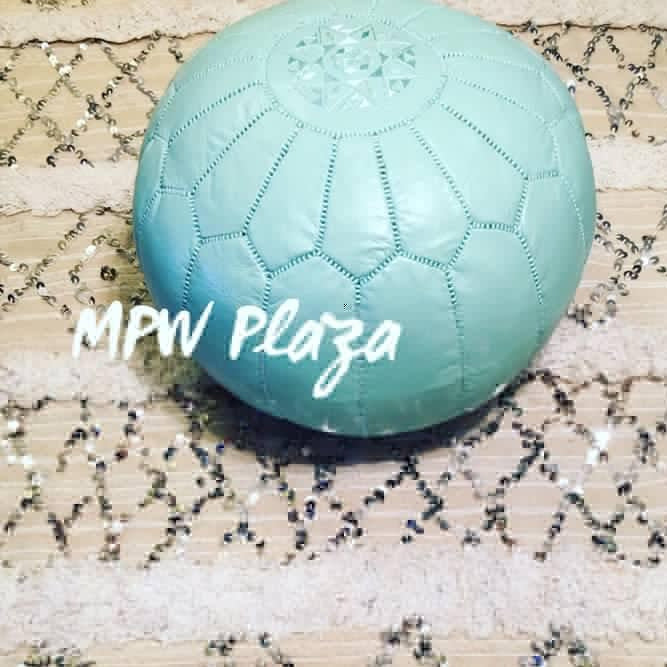 MPW Plaza® Moroccan Pouf, Mint Green tone, 14" x 20" Topshelf Moroccan Leather,  couture ottoman (Cover) freeshipping - MPW Plaza®