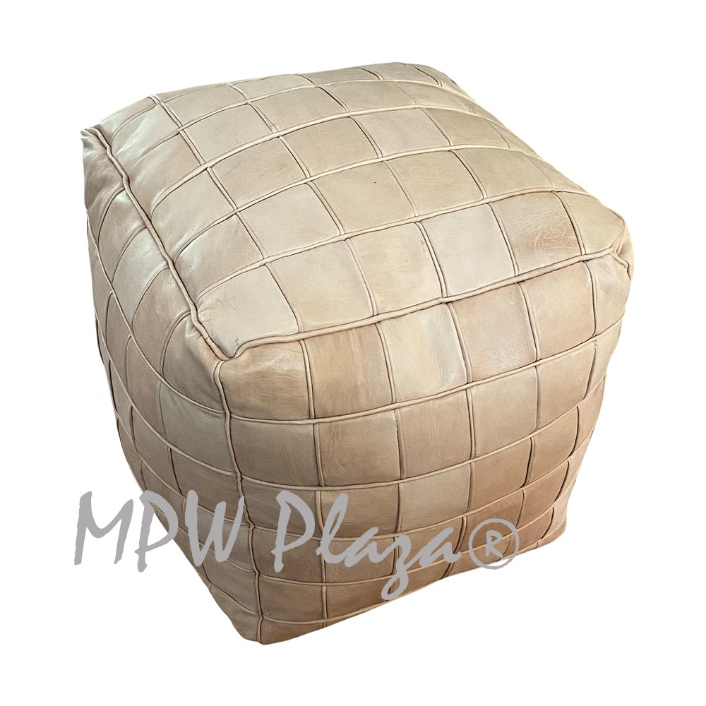 MPW Plaza® Pouf Square Mosaic, TriTone, 18 x 18 Topshelf Leather (Stuffed)