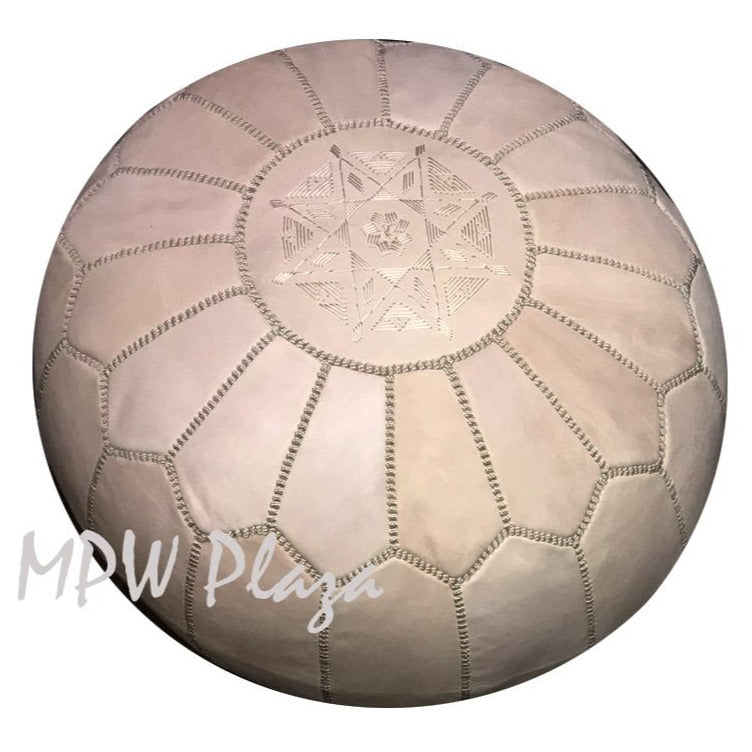 MPW Plaza® Moroccan Pouf, Natural tone, 14" x 20" Topshelf Moroccan Leather,  couture ottoman (Cover) freeshipping - MPW Plaza®