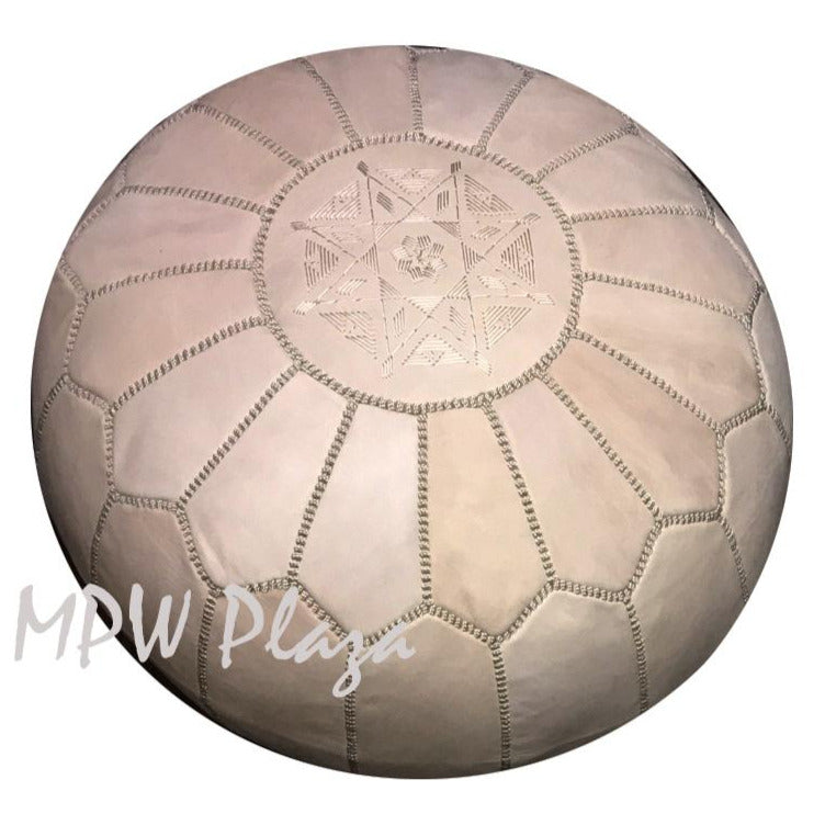 MPW Plaza® Moroccan Pouf, Natural tone, 14" x 20" Topshelf Moroccan Leather,  ottoman (Stuffed) freeshipping - MPW Plaza®