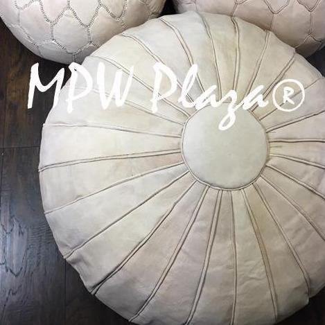 MPW Plaza® Deco Moroccan Pouf, Natural tone, 19" x 29" Topshelf Moroccan Leather,  couture ottoman (Cover) freeshipping - MPW Plaza®
