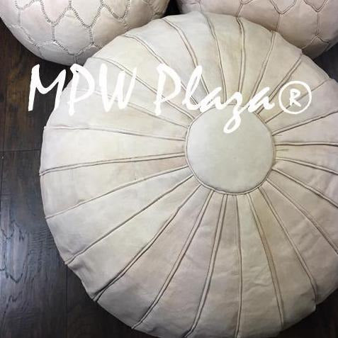 MPW Plaza® Deco Moroccan Pouf, Natural tone, 19" x 29" Topshelf Moroccan Leather,  ottoman (Stuffed) freeshipping - MPW Plaza®