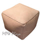 MPW Plaza® Pouf Square, Natural tone, 15" x 18" Topshelf Moroccan Leather,  ottoman (Stuffed) freeshipping - MPW Plaza®