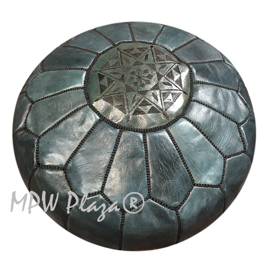 MPW Plaza® Moroccan Pouf, Onyx Black tone, 14" x 20" Topshelf Moroccan Leather,  ottoman (Cover) freeshipping - MPW Plaza®