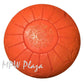 MPW Plaza® Moroccan Pouf, Orange tone, 14" x 20" Topshelf Moroccan Leather,  couture ottoman (Cover) freeshipping - MPW Plaza®