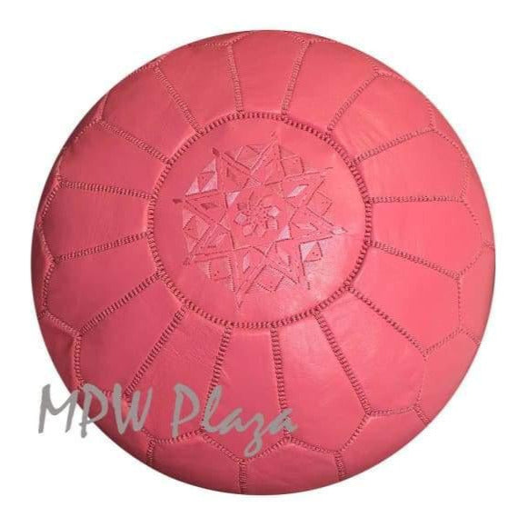 Pink, Stuffed, Moroccan Pouf Ottoman, 14x20 - MPW Plaza
