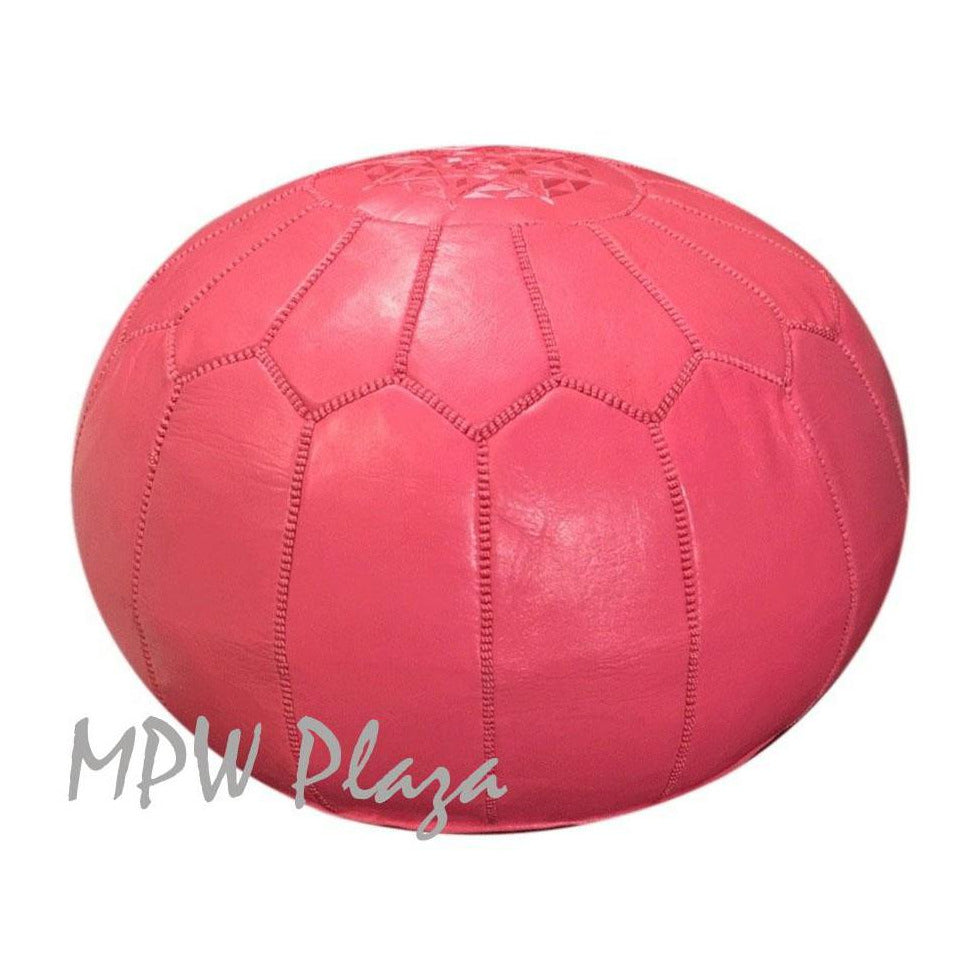 MPW Plaza® Moroccan Pouf, Pink tone, 14" x 20" Topshelf Moroccan Leather,  ottoman (Stuffed) freeshipping - MPW Plaza®