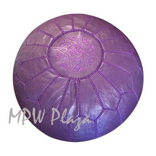 MPW Plaza® Moroccan Pouf, Dark Purple tone, 14" x 20" Topshelf Moroccan Leather,  couture ottoman (Cover) freeshipping - MPW Plaza®