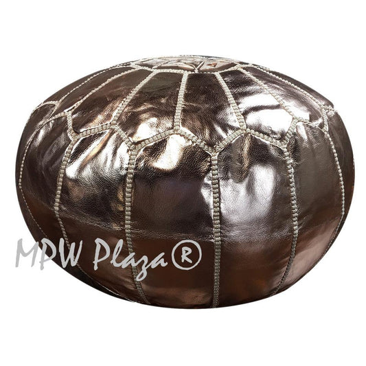 MPW Plaza® Moroccan Pouf, Rose Gold tone, 14" x 20" Topshelf Moroccan Leather,  couture ottoman (Stuffed) freeshipping - MPW Plaza®