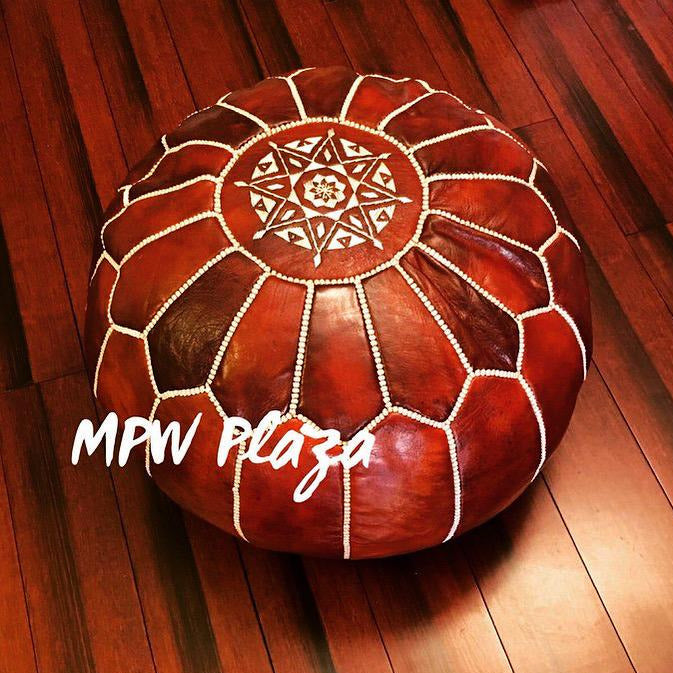 MPW Plaza® Moroccan Pouf, Brown Rustic tone, 14" x 20" Topshelf Moroccan Leather,  ottoman (Cover) freeshipping - MPW Plaza®