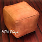 MPW Plaza® Pouf Square, Sand tone, 15" x 18" Topshelf Moroccan Leather,  ottoman (Stuffed) freeshipping - MPW Plaza®