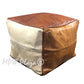 MPW Plaza® Pouf Square, Tri-Tone, 15" x 18" Topshelf Moroccan Leather,  couture ottoman (Cover) freeshipping - MPW Plaza®